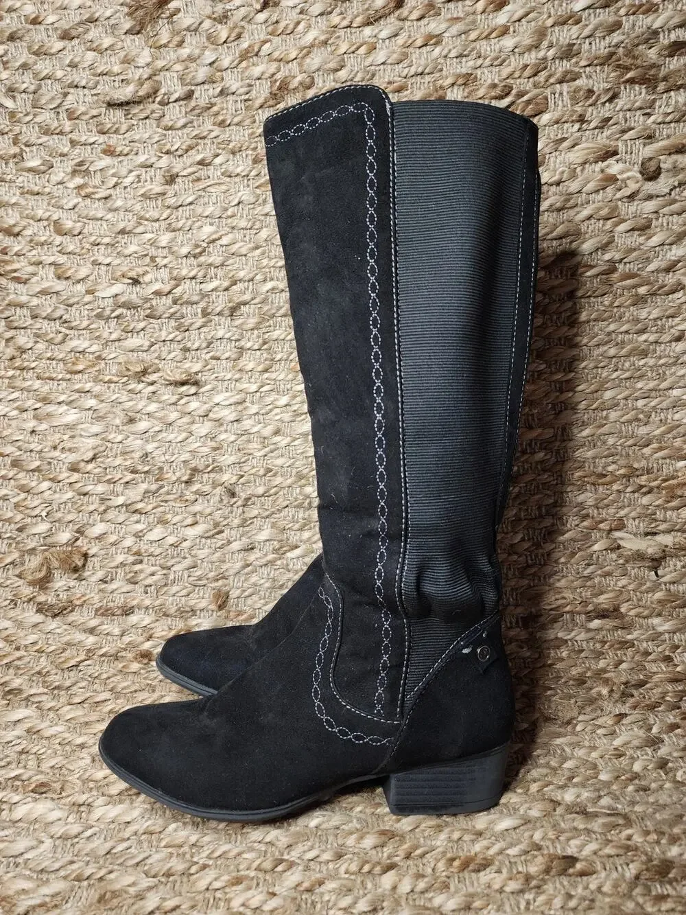Gloria Vanderbilt Beatrice Knee High Black Microsuede Tall Boots Size 6 M